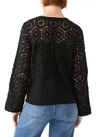 Women's Long Sleeve Crochet Cardigan