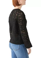 Women's Long Sleeve Crochet Cardigan