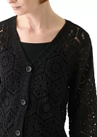 Women's Long Sleeve Crochet Cardigan