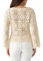 Women's Long Sleeve Crochet Sweater Top