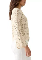 Women's Long Sleeve Crochet Sweater Top