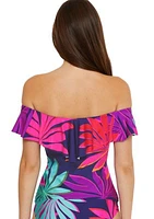 Wailea Off the Shoulder Ruffle Tankini Swim Top