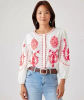 3/4 Sleeve Embroidered Top