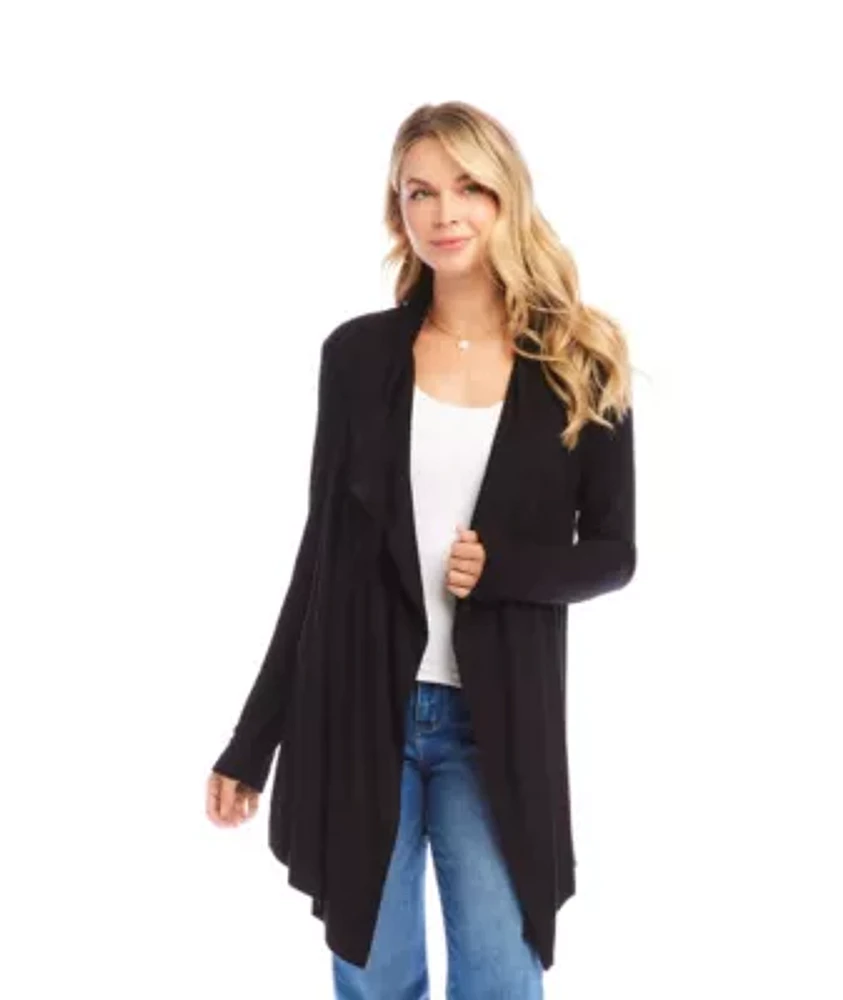 Ribbed Drape Front Cardigan