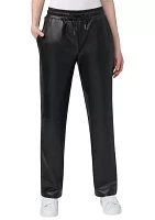 Women's High Rise Straight Leather Pants