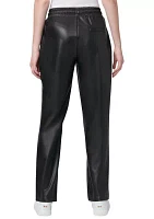 Women's High Rise Straight Leather Pants