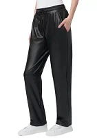 Women's High Rise Straight Leather Pants