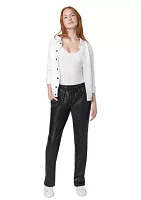 Women's High Rise Straight Leather Pants