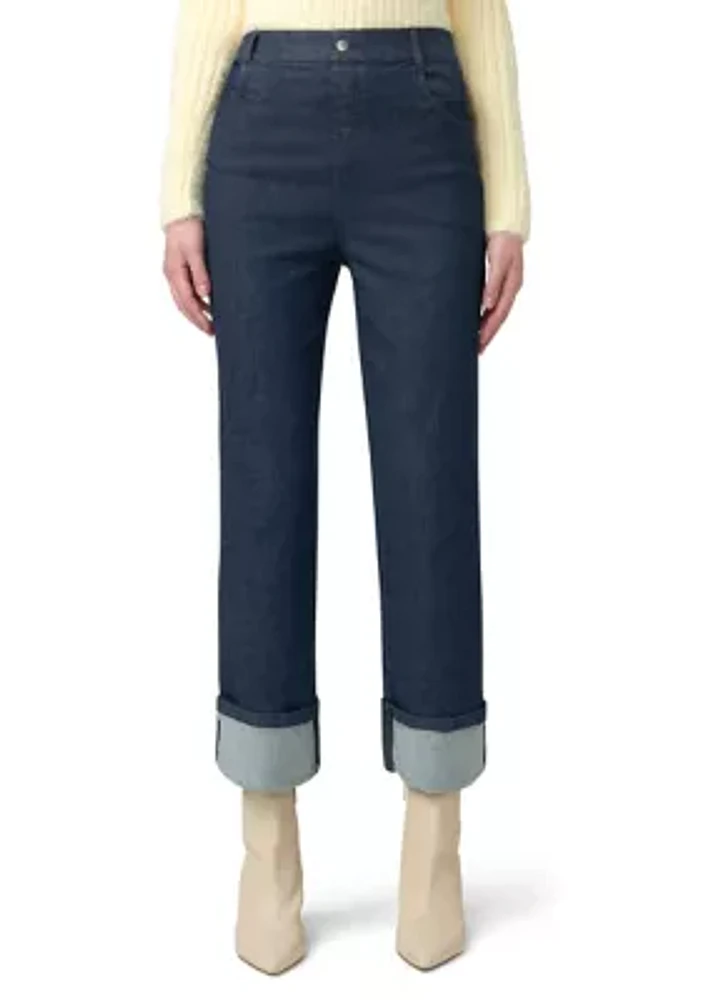 Cuffed Denim Skimmer Pants