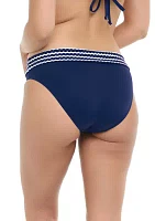 Breaking Wave Stripe Mid Waist Fold Over Swim Bottoms