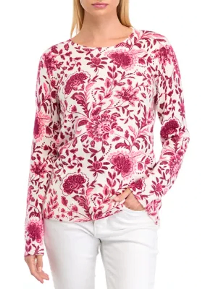 Women's Long Sleeve Printed Sweater