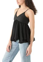 Women's Leather Chiffon Tank Top