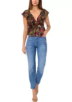 Women's Burnout Printed Velvet Top