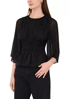 Women's Sheer Batwing Sleeve Top