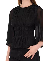 Women's Sheer Batwing Sleeve Top