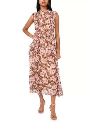 Women's Printed Ruffle Maxi Dress