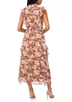 Women's Printed Ruffle Maxi Dress