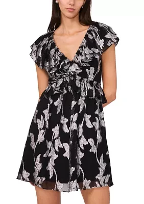 Women's Metallic Floral Dress