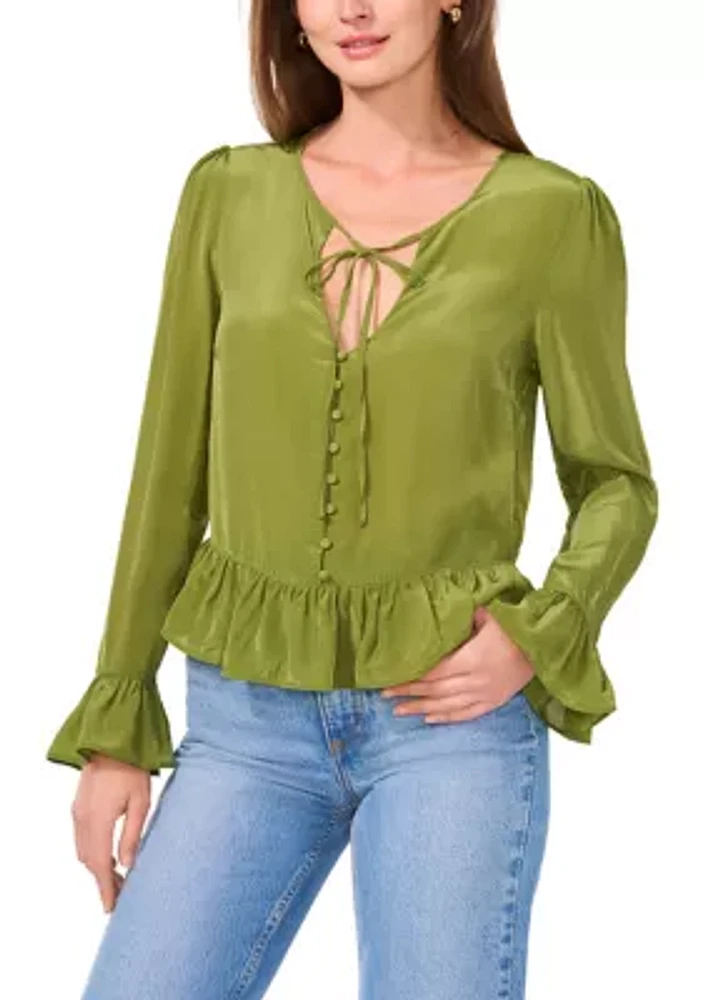 Women's Satin Flutter Blouse