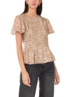 Women's Short Flutter Sleeve Top