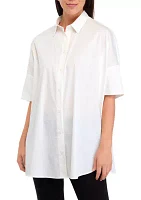 Oversized Short Sleeve Button Up