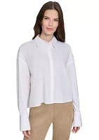 Women's High Low Classic Button Up Top