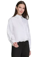 Women's Elastic Waist Button Up Top