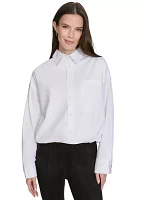 Women's Elastic Waist Button Up Top