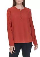 Women's Long Sleeve Zip Neck Top