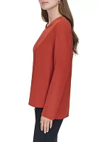 Women's Long Sleeve Zip Neck Top