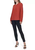 Women's Long Sleeve Zip Neck Top