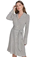 Women's Tie Waist Collared Shirt Dress