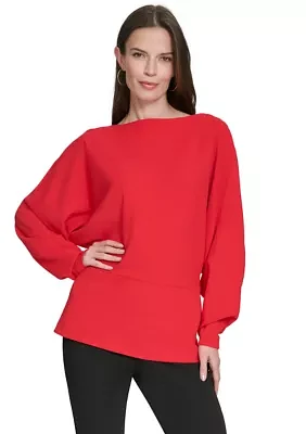 Women's Blouson Sleeve Peplum Top