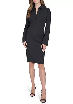 Women's Long Sleeve Zip Collar Dress