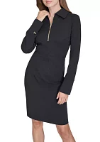 Women's Long Sleeve Zip Collar Dress