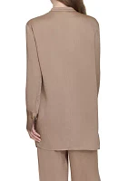 Women's Long Sleeve Covered Placket Textured Tunic Top