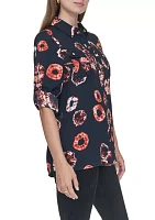 Women's Roll Tab Printed Shirt