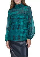 Women's Blouson Sleeve Printed Blouse