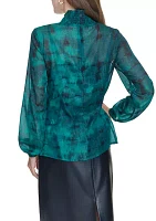 Women's Blouson Sleeve Printed Blouse