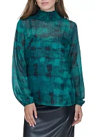 Women's Blouson Sleeve Printed Blouse