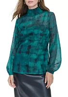 Women's Blouson Sleeve Printed Blouse