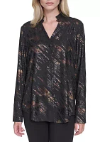 Women's Split Neck Printed Blouse