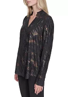 Women's Split Neck Printed Blouse