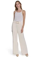 Women's Wide Leg Hardware Scuba Crepe Pants