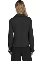 Women's Long Sleeve Cowl Neck Blouse