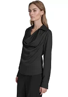 Women's Long Sleeve Cowl Neck Blouse