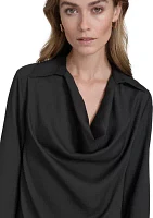 Women's Long Sleeve Cowl Neck Blouse