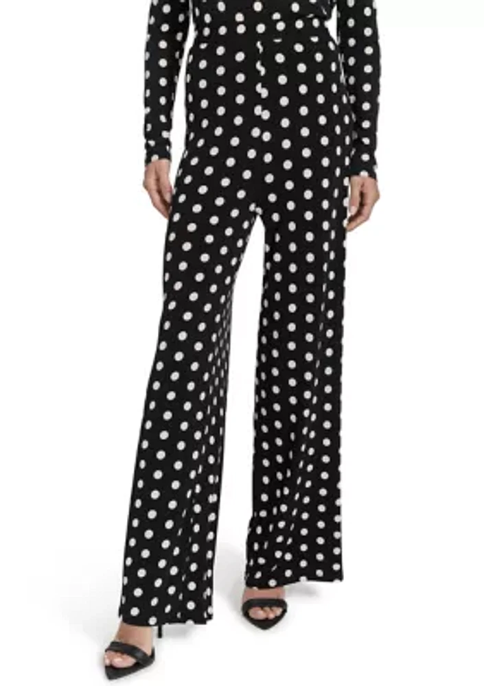 Women's Dot Print Wide Leg Pants