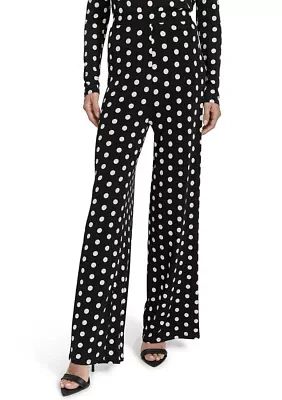 Women's Dot Print Wide Leg Pants