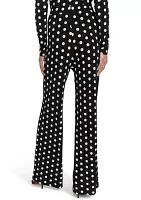 Women's Dot Print Wide Leg Pants